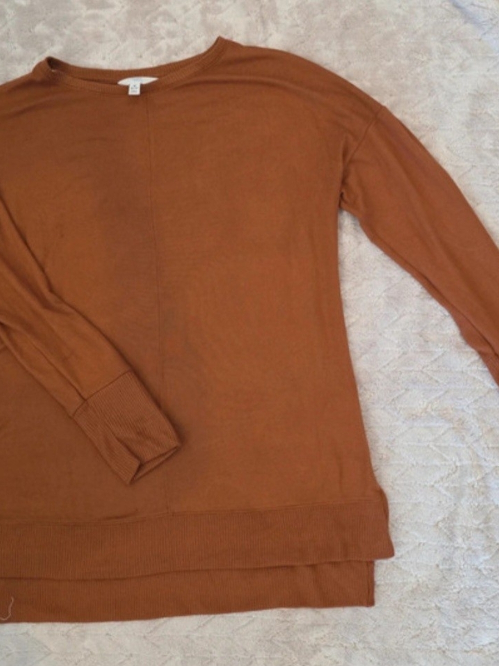 Time and Tru Womens Crewneck Sweater in Rust